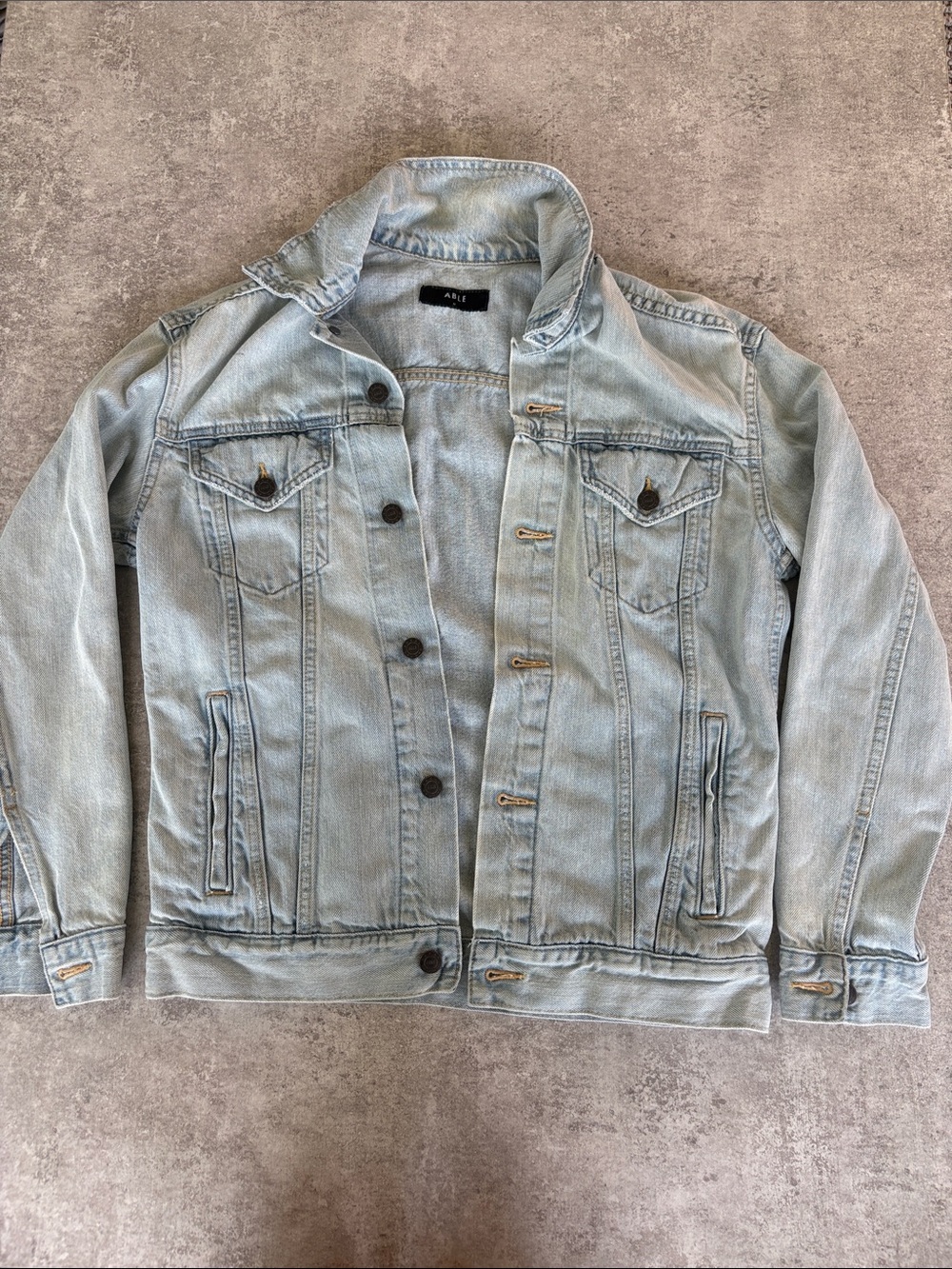 Able Light Wash Denim Jacket in Pale Blue - M